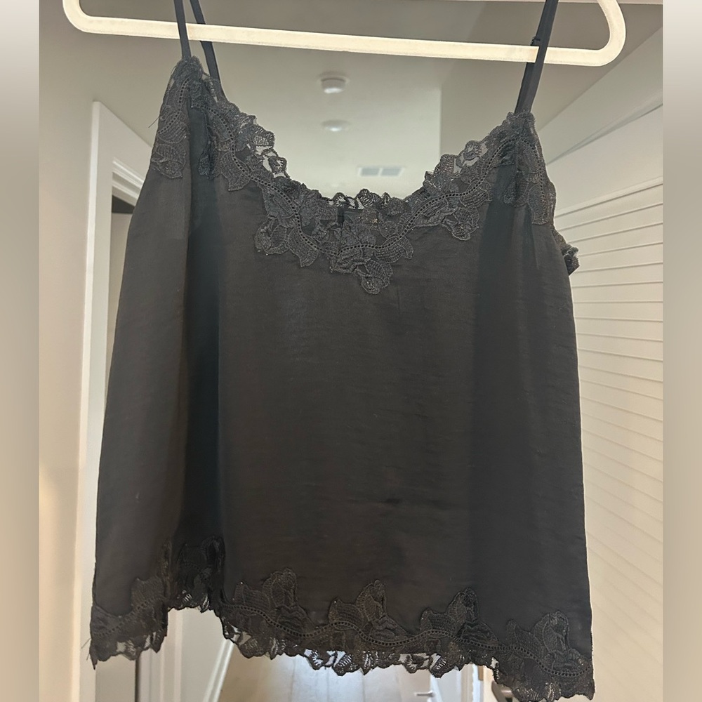 Elegant Black Lace Trim Women's Top